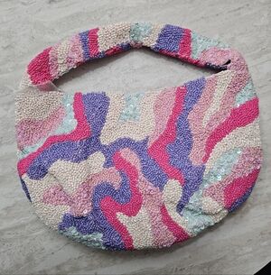 Handcrafted in India Beaded Colorful Swirl Bag 🩷🩵 NWT